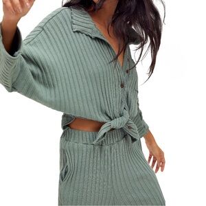 FP Beach Free People All Mine 100% Cotton Cutout Ribbed Dolman Jumpsuit